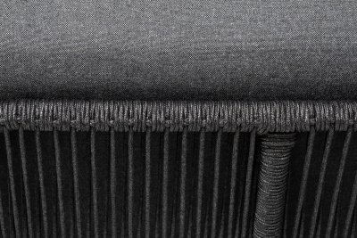 "Канны" угловой модуль плетеный из роупа, каркас алюминий темно-серый (RAL7024) муар, роуп темно-серый круглый, ткань темно-серая 027